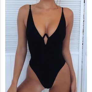 Black one piece bathing suite